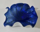 Vintage Murano Ventian Art Glass Bowl - Blue with Paper Label