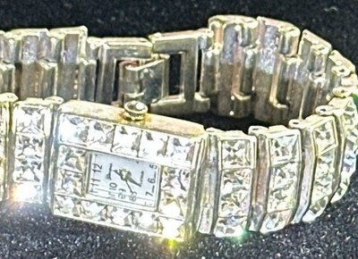 Geneva Platinum Women's Watch No. 1267 Crystals And Rhinestones New Battery 7 
