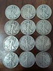 LOT OF 12 90% WALKING LIBERTY HALF DOLLARS  1918-1945 MIXED MINTS (SEE PHOTOS)