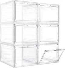 Storage Bins with Lids, 6 Pack Clear Plastic Storage Containers with Magnetic ..