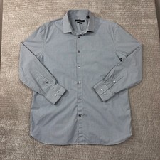 John Varvatos USA Slim Fit Gingham Button Down Shirt Blue White 16.5 32/33 L