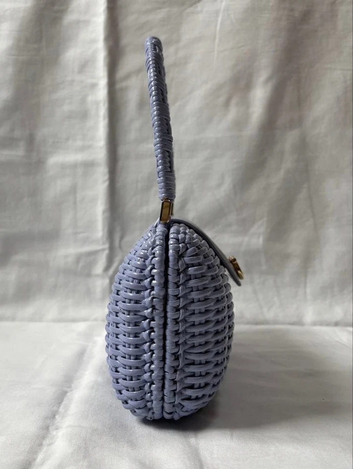 Salvatore Ferragamo Mini Basket Handbag Blue Purple Top Handle Bag w/Dust bag - Image 3 of 4