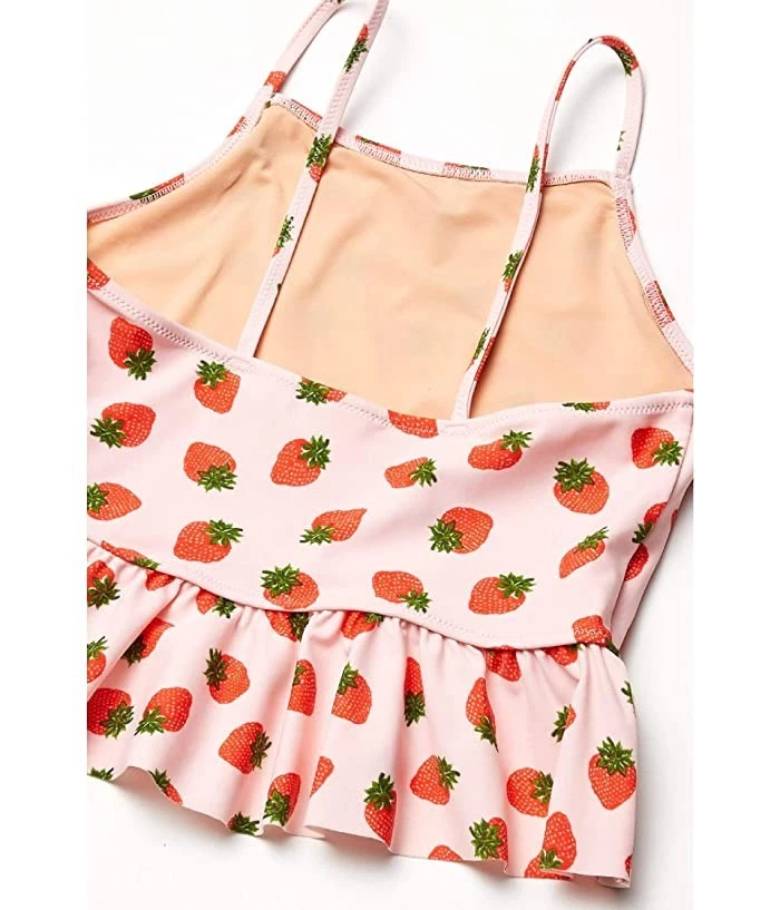 Crewcuts by J.Crew L105303 Niñas Rosa Fresa Peplum Tankini Conjunto de Natación Talla 16 Foto 4 de 4