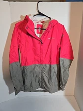MERRELL Jacket Womens Small Pink Gray Hoodie Rain Select Dry Hiking Full Zip