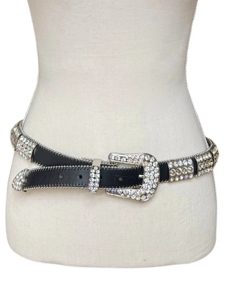 Christine Alexander Bling Rhinestone Belt Black Leather  display picture 1