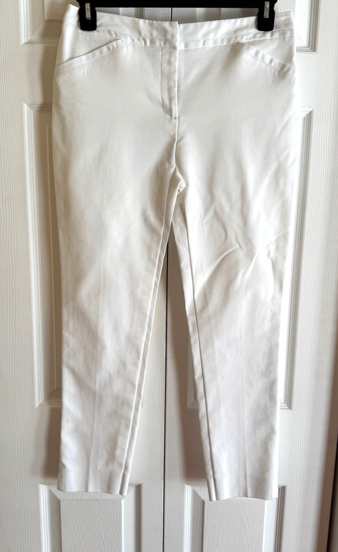 Women's Rafaella White Pants Classic Straight Leg Stretch Zip 8