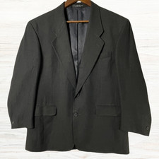 Bachrach Blazer Mens 40S Black Sport Coat Jacket Two Button Lined Linen Blend