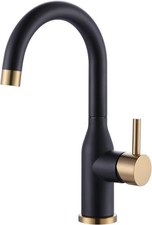Black  Gold Modern Single Handle Bar Faucet 1 Hole 360 Swivel RV Sink Faucet