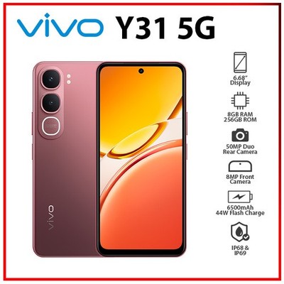 VIVO Y31 5G 8GB+256GB RED Dual SIM Unlocked Octa Core Android Cell Phone