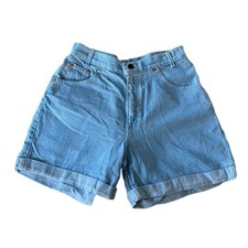 Vintage 90s Chic High Waisted Denim Shorts Light Wash Mom Jean Cuffed Size 11