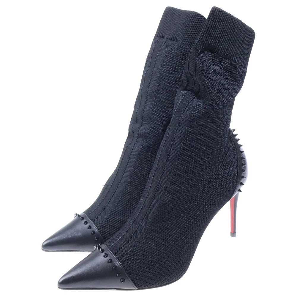 Christian Louboutin — Christian Louboutin DOVI DOVA 100 Studded Knit Sock Boots EU:36.5 US:6.5 Black