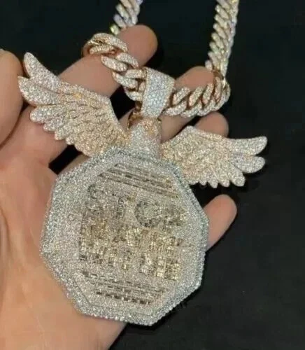 5 Ct Real Moissanite Baguette Cut Men's CUSTOMIZE Letter Pendant 925 Silver - Image 2 of 4