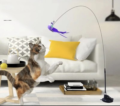 Interactive Cat Toy Funny Simulation Feather Bird  Bell Cat Stick Seen Tik Tok