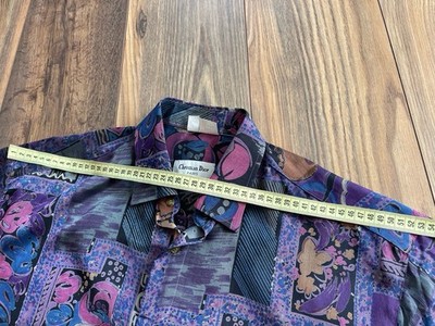 Christian Dior Paris Vintage 100% Silk Purple Shirt L 41/42