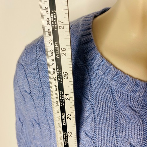 Polo Ralph Lauren Sweater Mens L  Cable Knit Crewneck Pullover Litchfield Blue - Afbeelding 10 van 10
