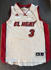 Miami Heat Jersey Boys Medium White NBA Swingman Dwyane Wade El Heat Adidas