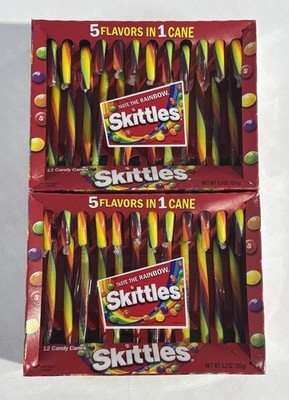 2X Skittles 5 Flavors in 1 - Candy Canes - (24) Count - Best By 11/2027