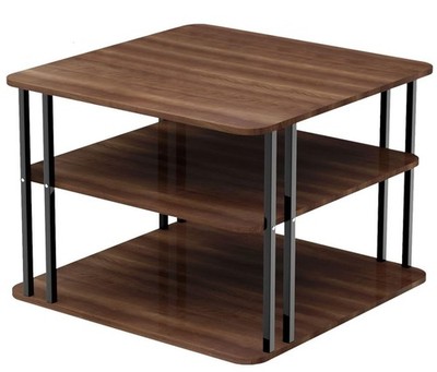 GOLDFAN 3Tier Square Coffee Table with Storage Modern Living Room Deep Oak/Black