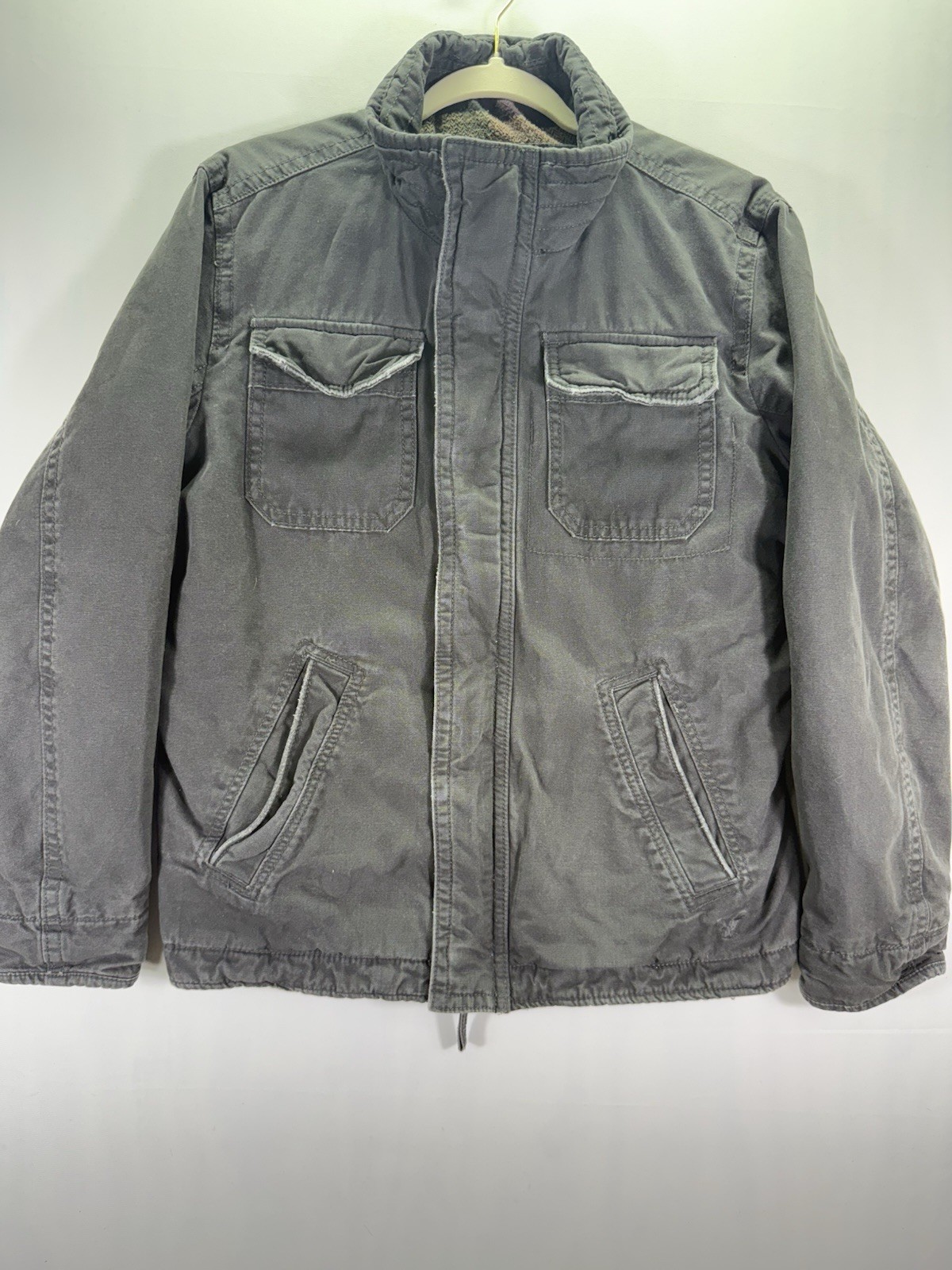 American Eagle Utility Jacket Size Small Gray Hoo… - image 4