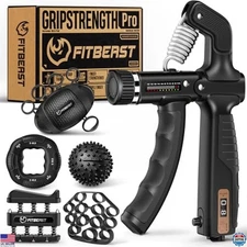 FitBeast 6-Pack Grip Strength Trainer Kit - Adjustable Hand Gripper & Massage