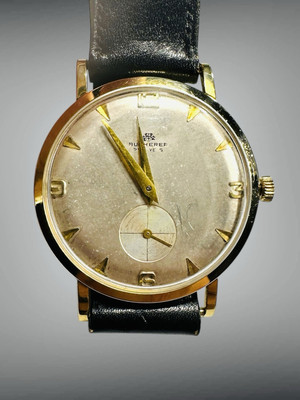 Rare Vintage Bucherer 21 Jewel Swiss Manual 34mm Watch Solid 18K Gold Case Works