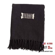 Fringe Line Throw Blanket Black