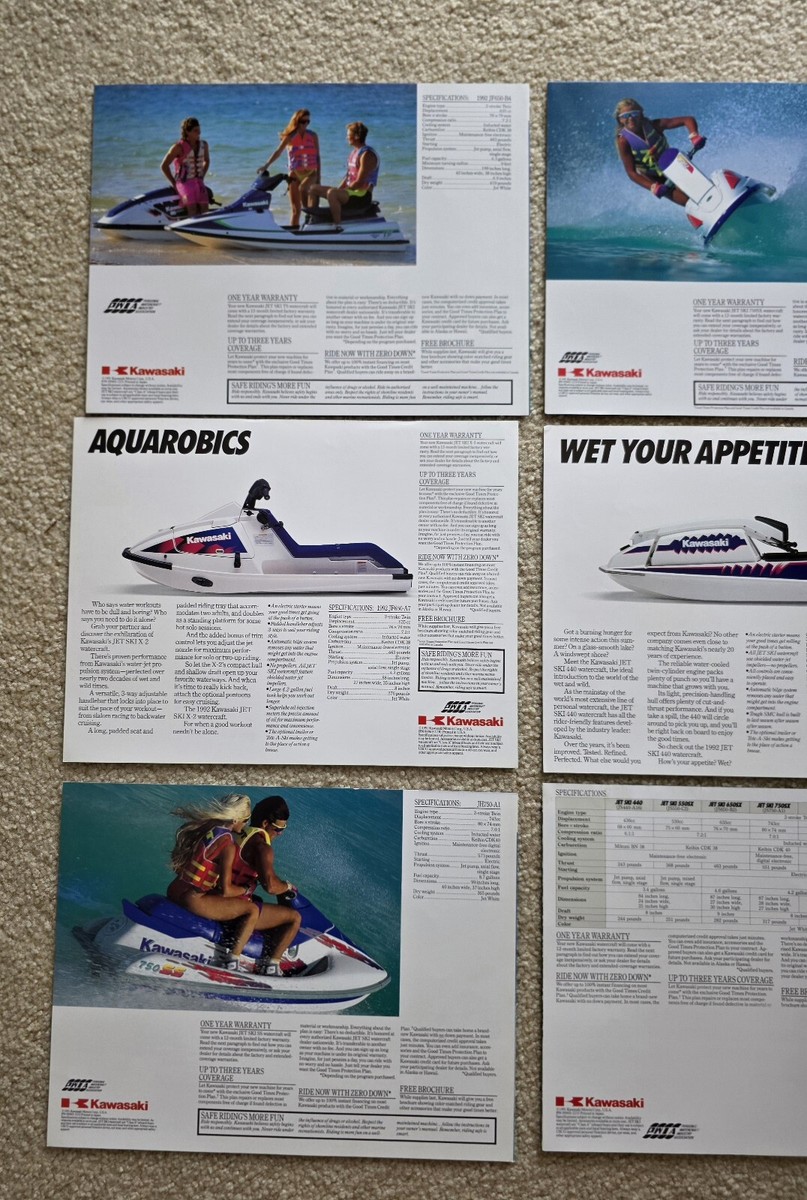 1991 KAWASAKI Jet Ski Watercraft Dealer Brochure Lot Of 6 TS X-2