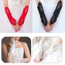 Ladies Long Glove Lace Fingerless Mittens for Party Halloween Dress Prom Evening