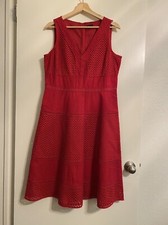 Ann Taylor Women’s Sexy Red Lace Dress  Sleeveless Lined 100% Cotton Size 12