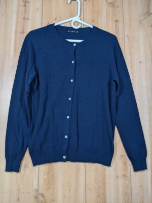 Zara Knits Cardigan Blue Women's M Jewel Rhinestone Buttons Cashmere-feel 
