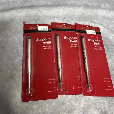 (3) Vintage Sheaffer Ball Point Pen Refill Black Fine Point NOS Sealed 99334