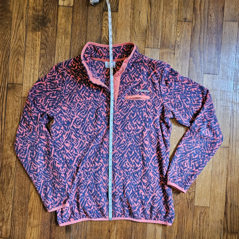 Columbia 1/4 Snap Fleece Chaqueta Mujer M Montaña Lado Animal Print Pullover Foto 4 de 4