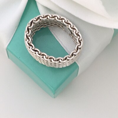 Size 9 Tiffany & Co Sterling Silver Somerset Mesh Weave Unisex