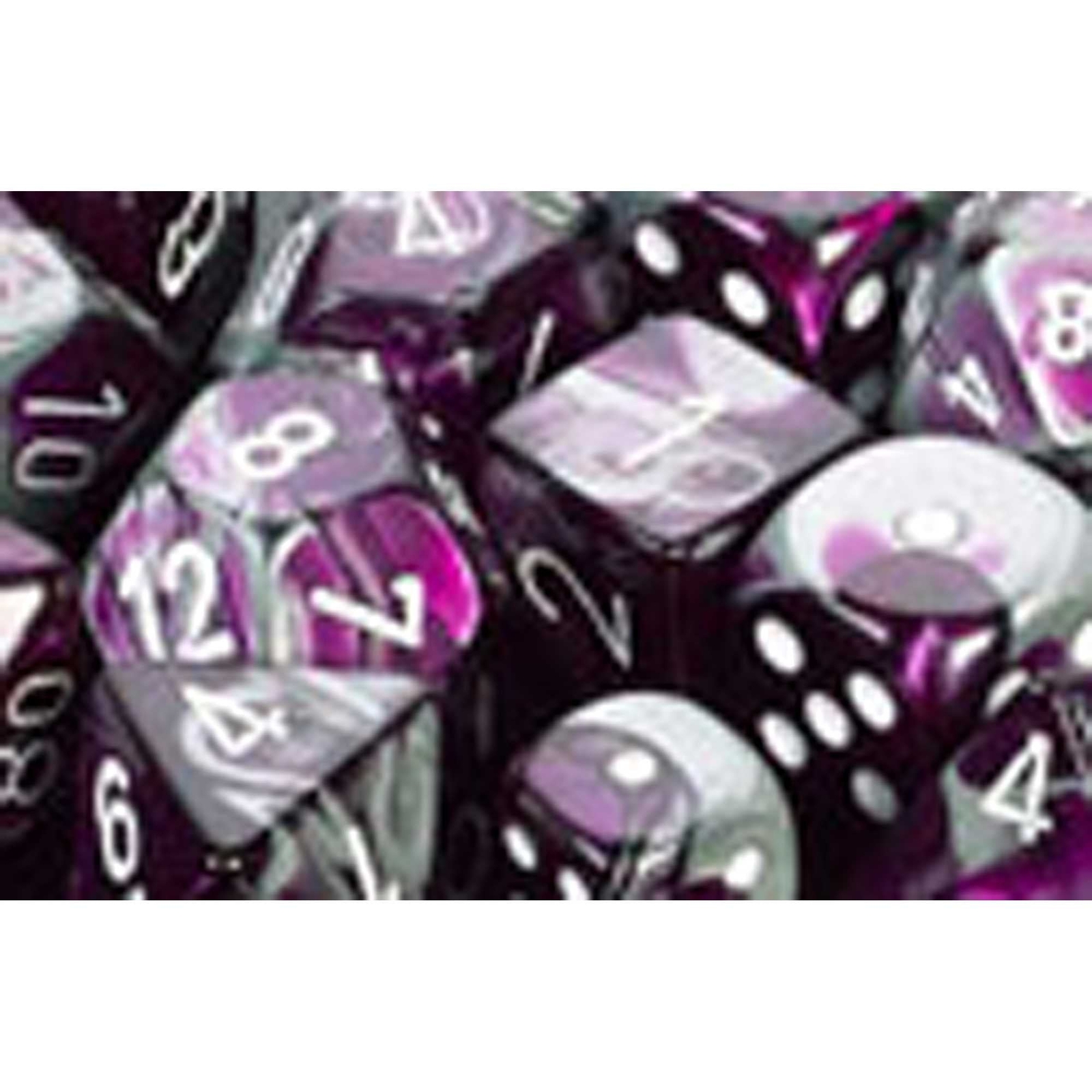 Polyhedral Dice: Gemini - Purple-Steel with White (7)