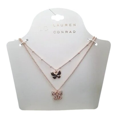 LC Lauren Conrad Women's Rose Gold Plated Butterfly Layer Necklace NWT