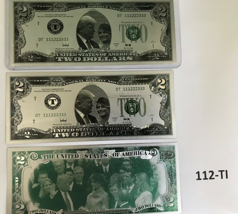 Trump & Melania Commemorative Silver $2 Bank Note in Protective Sleeve