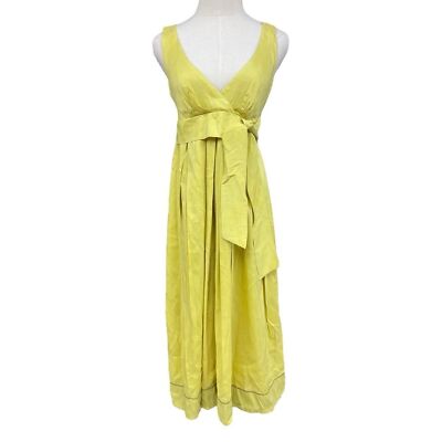 sachin and babi light blue dress Lida Baday Silk Blend Yellow Empire Waist Faux Wrap Dress Size 8