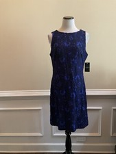 Lauren Ralph Lauren Womens Toralina Two Tone Sleeveless Cocktail Dress Size 14