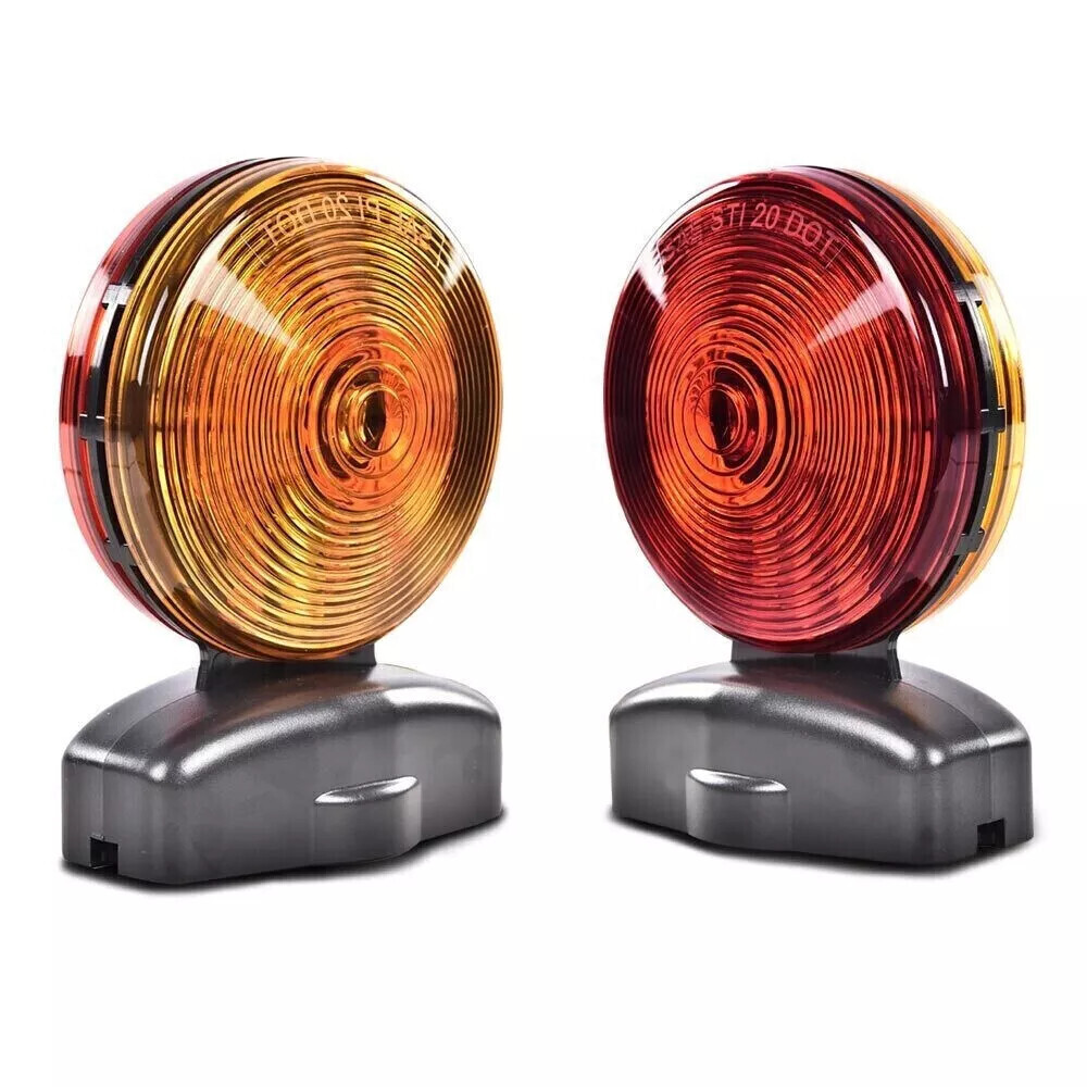 12V Magnetic Towing Tow Light Trailer RV Tow Dolly Tail Towed Amber/Red Lamp New
