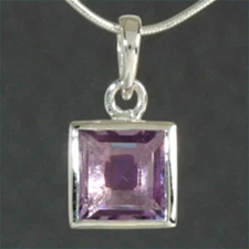 925 REAL SILVER *** Amethyst Pendant Square