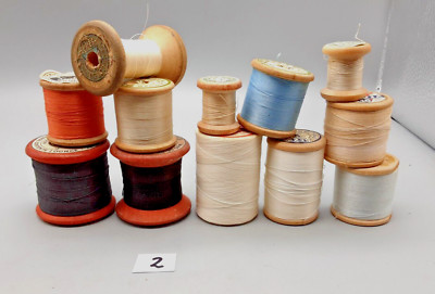 12 Vintage Holz Baumwollrollen Klöppeln - Glanz, Brooks Sylvia DMC Dreieck - 2