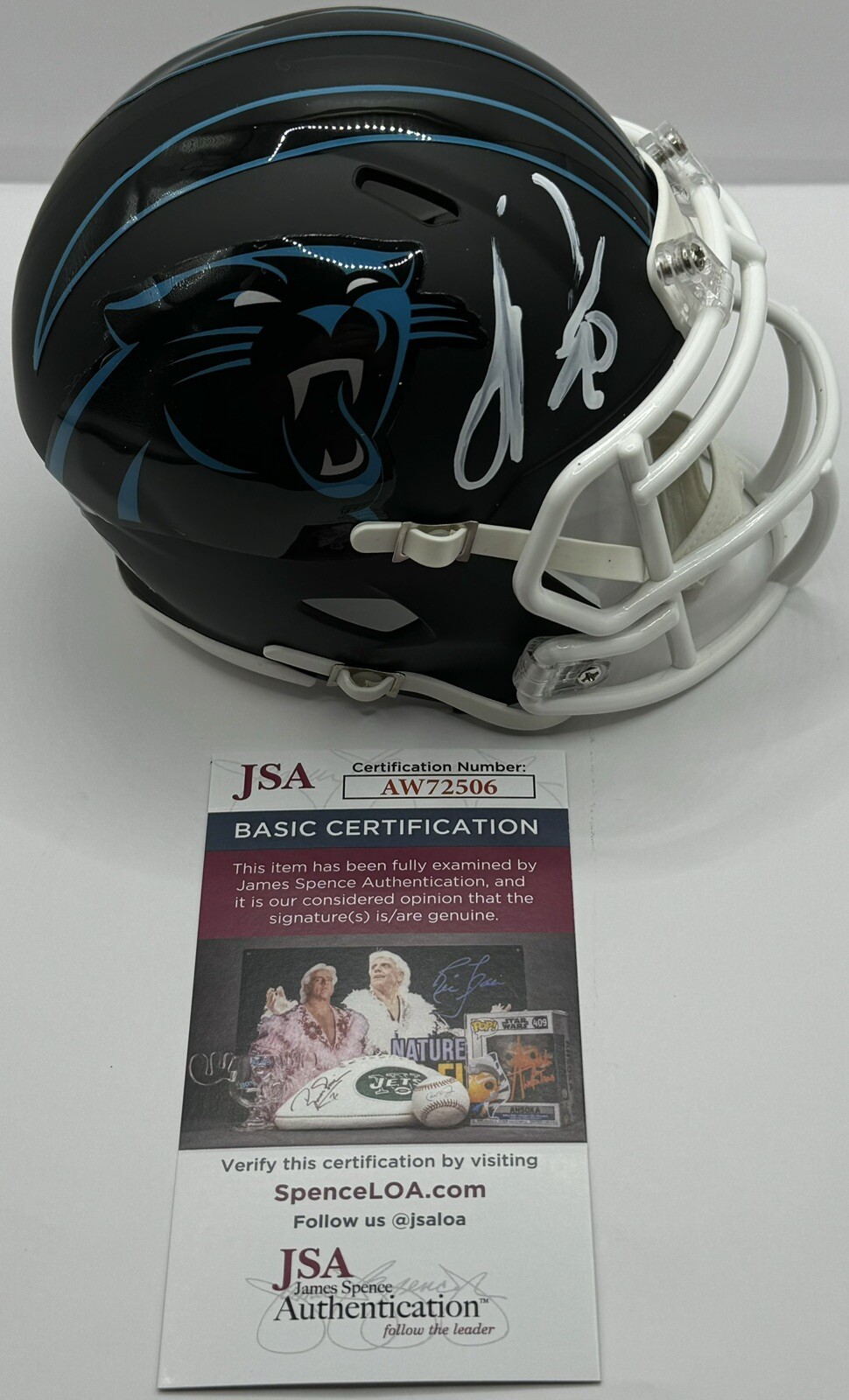 Julius Peppers Autographed Signed Carolina Panthers Flat Black Mini Helmet JSA 