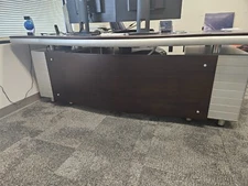 Zuri Furniture 83" Modern Kennedy Executive Dark Wood Desk with Right Return