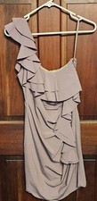 Cocktail Dress Taupe One Shoulder Pencil Dress Ruffled Size Small