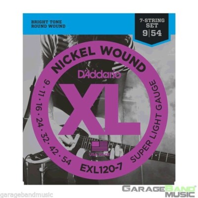 D'Addario EXL120-7  Nickel Wound 7-String Electric Guitar Strings Super Lt. 9-54