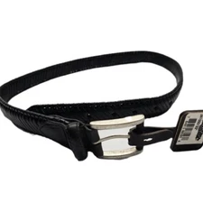 Nocona Belt Co. Woven Leather Belt Silver Buckle Western Style Size 32 American