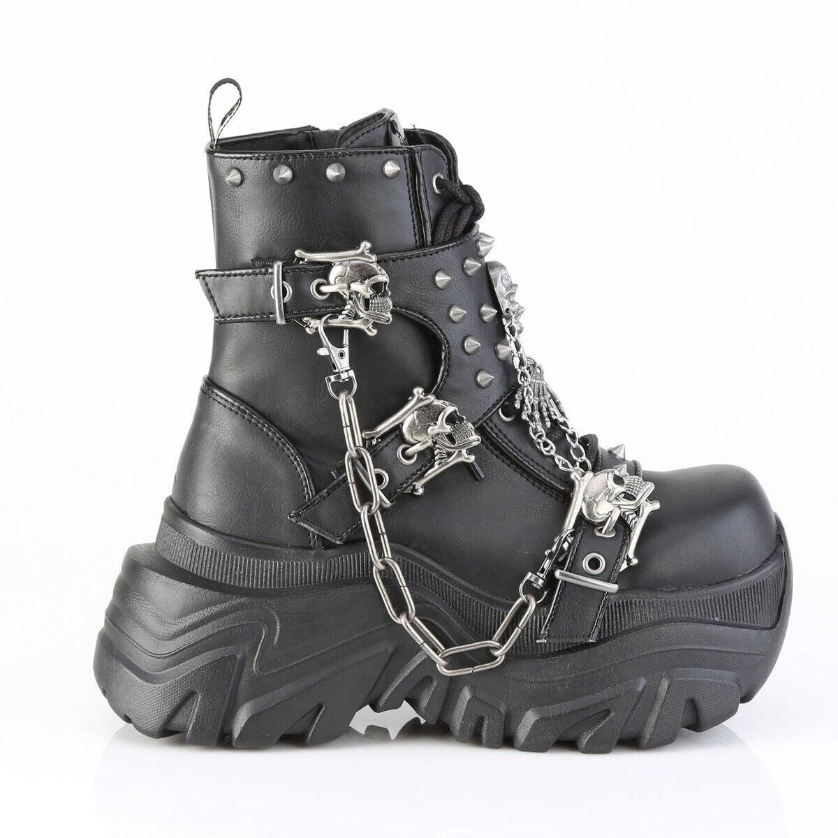 DEMONIA ECHO-60 Chunky Platform Punk Cyber Black Chains
