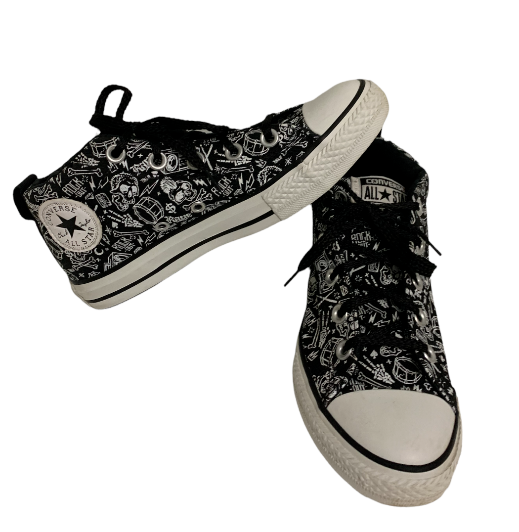 Converse All Star Chuck Taylor Mid Tops Black \u0026 White Rock Out Size 3 | eBay
