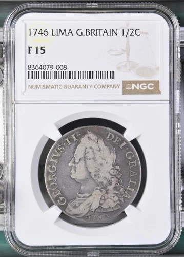 1746 Great Britain 1/2 Half Crown S-3695A LIMA George II NGC Fine 15
