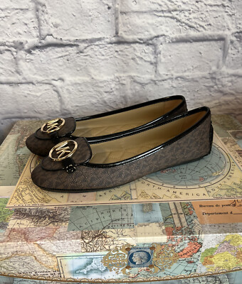 Michael Kors Lillie Women's 8.5 Brown Logo Moccasin Loafer Ballet